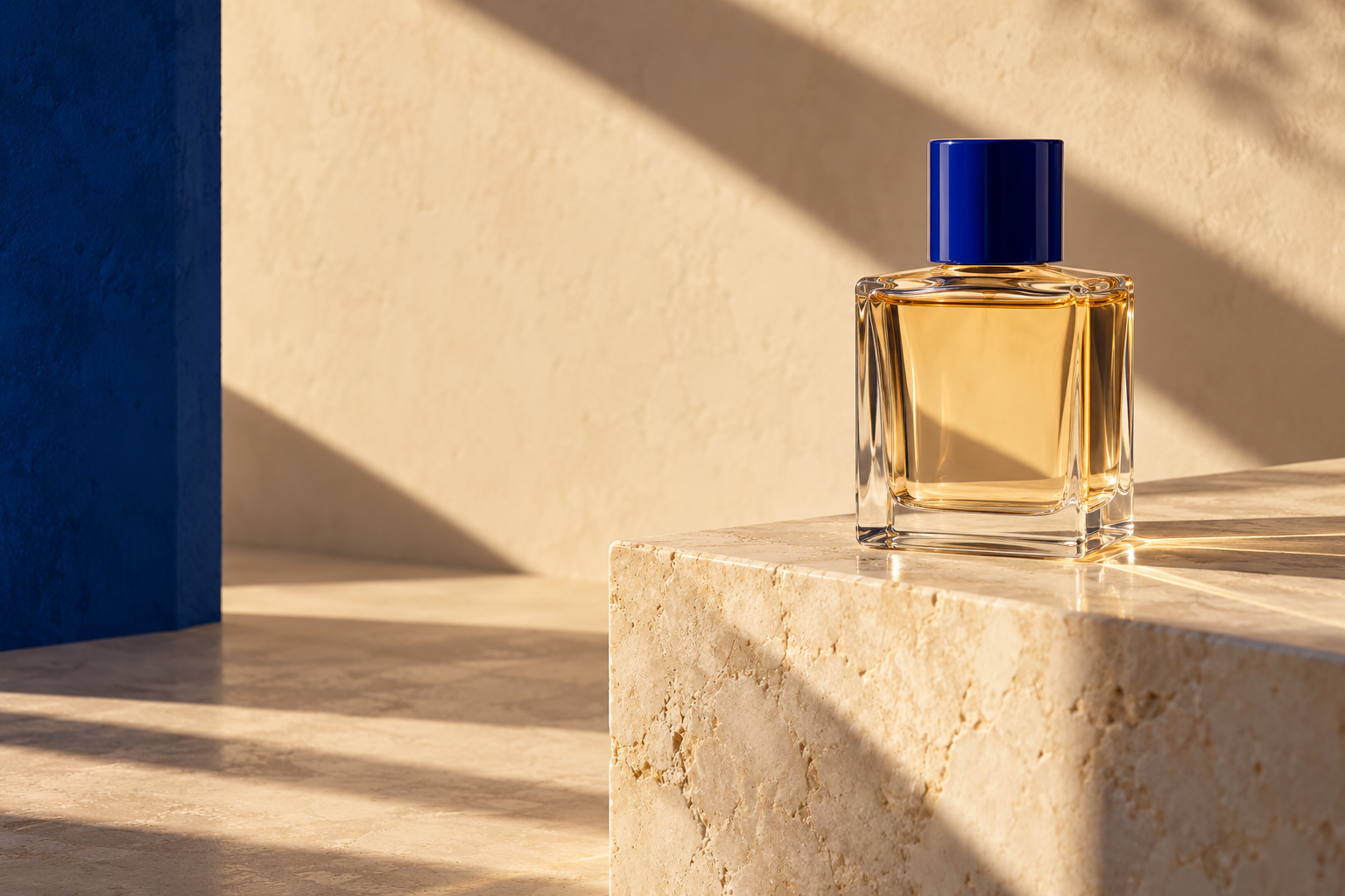 تصور إعلاني لعبوة عطر تخيلية غير تابعة لعلامة تجارية